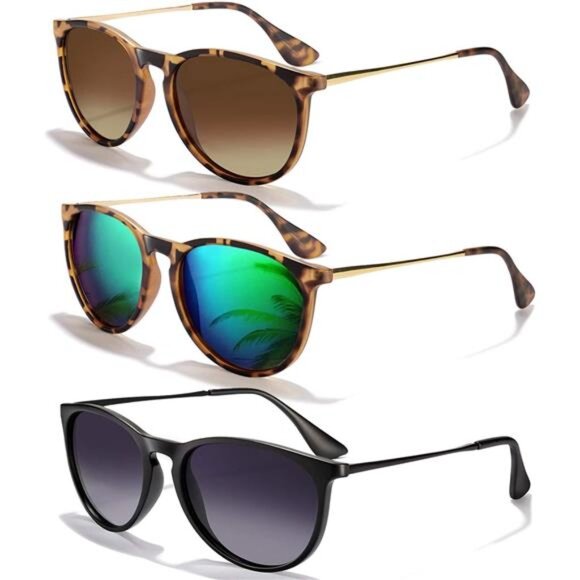 Sunglasses Womens Men Polarized UV Protection Trendy Vintage Retro Round - Picture 1 of 7